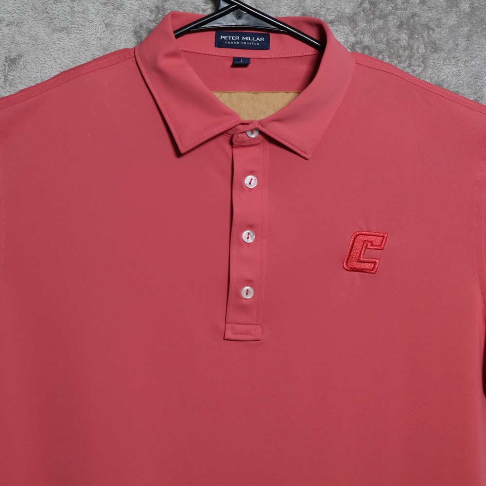 Peter Millar Chattanooga Mocs Polo Shirt Mens Large Pink Crown Crafted Golf